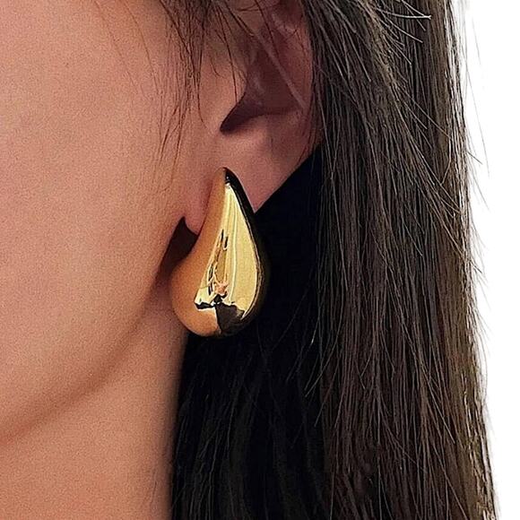 Gold Plated Water Drop Earrings - Picture 2 of 10